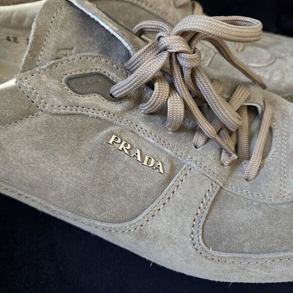 AUTH PRADA Sneakers SHOES 4E2020 Grey BEIGE SUEDE NEW US 12 main image 12